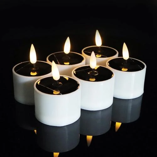 Bougies chauffe-plat solaires étanches, lumière blanche, 6 pièces - Vue principale