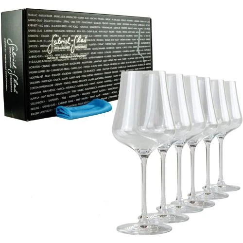 Verres à vin universels, lot de 6, lave-vaisselle, chiffon doux - Vue principale