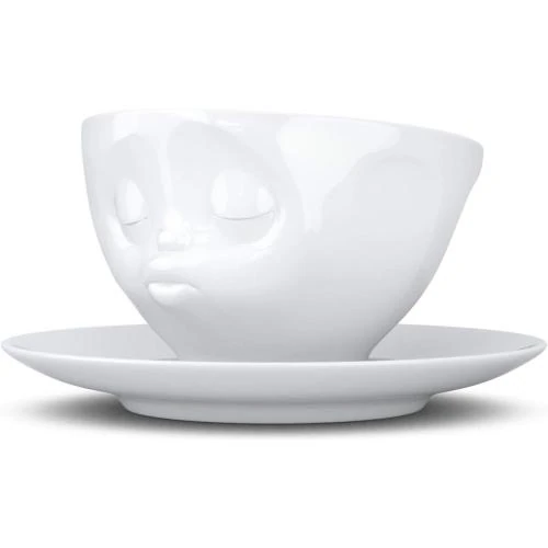 Détail de Tasse Café Porcelaine Dure Motif Embrassant Blanc