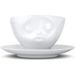 Tasse Café Porcelaine Dure Motif Embrassant Blanc