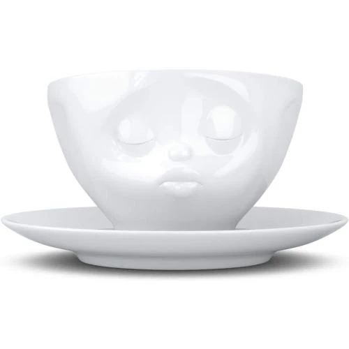 Tasse Café Porcelaine Dure Motif Embrassant Blanc - Vue principale