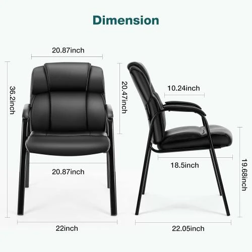 Zoom sur Chaise de bureau roulettes cuir synthétique, accoudoirs rembourrés, noir