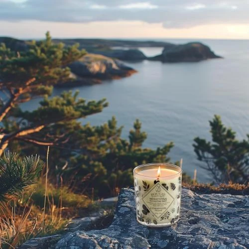 Détail de Bougie Parfumée Mer, Pins, 50 Heures de Fragrance