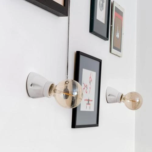 Zoom sur Lampe encastrable porcelaine E27, vernis blanc HAVA