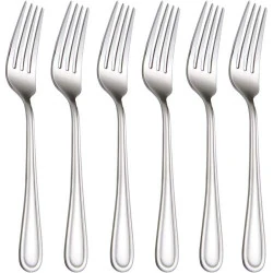 Lot 6 fourchettes dessert acier inoxydable poli argenté