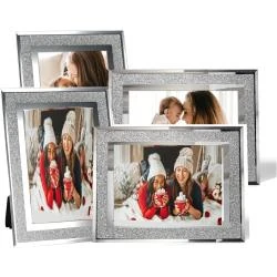 Cadres photo cristal argenté, lot de 4 scintillants