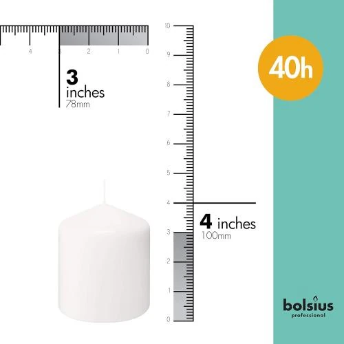 Détail de Bougies piliers blanches, lot de 6, combustion propre