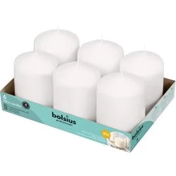 Bougies piliers blanches, lot de 6, combustion propre