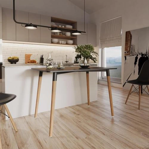 Zoom sur Table salle à manger scandinave moderne bois noir