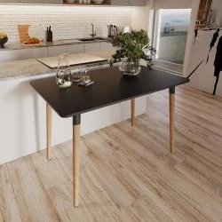 Table salle à manger scandinave moderne bois noir