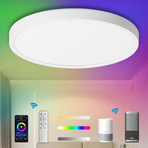 Plafonnier LED HONGNIX 20W, Télécommande, RGB, Compatible Alexa - Vue principale