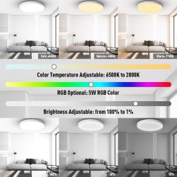 Plafonnier LED HONGNIX 20W, Télécommande, RGB, Compatible Alexa en situation