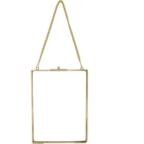Cadre photo suspendu Pofet, laiton, verre, décor géométrique - Vue principale