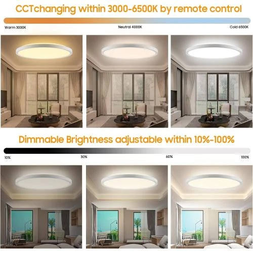 Zoom sur Plafonnier LED Dimmable CheDux, 3200lm, RGB, Moderne