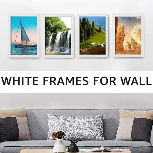 Détail de Cadres photo blancs Ikea Fiskbo, lot de 4, A4