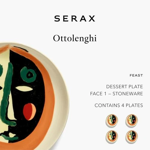 Zoom sur Assiette à dessert Serax visage, design unique, élégance