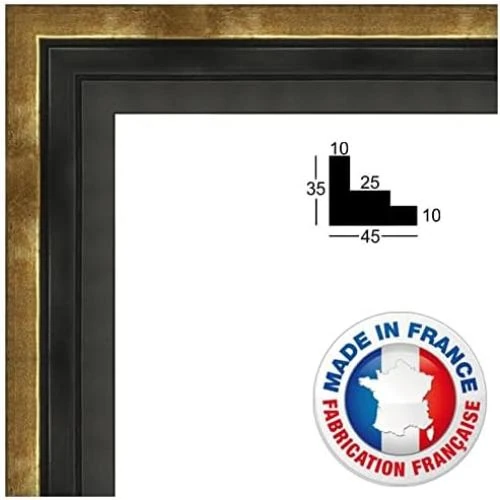 Détail de Caisse Américaine Noir, Cadre Bois 70x50 cm, Toile