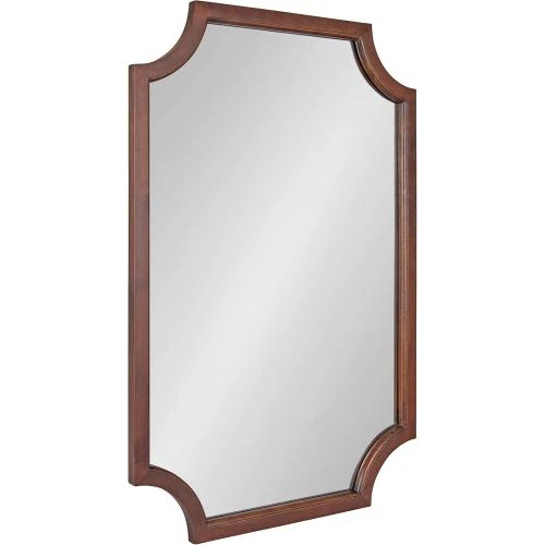Miroir mural festonné moderne, noyer foncé, décoration élégante - Vue principale