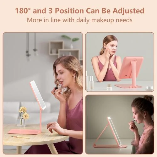 Détail de Miroir de maquillage lumineux rechargeable Wobsion, pliable