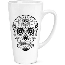 Tasse Grand Latte Calavera Noir 17oz Design Unique