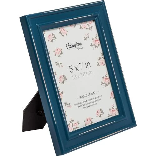 Détail de Cadre Photo Bois Vieilli Bleu Sarcelle Hampton Frames