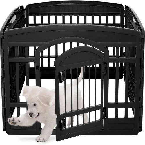 Parc Iris Ohyama pour Chien avec Porte Verrouillable - 4 Panneaux - Vue principale