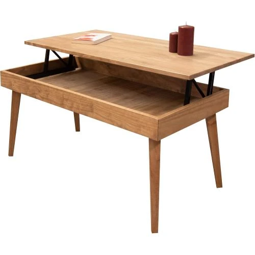 Table Basse Relevable Karol, Vintage, Bois Naturel, LoMasCasa - Vue principale