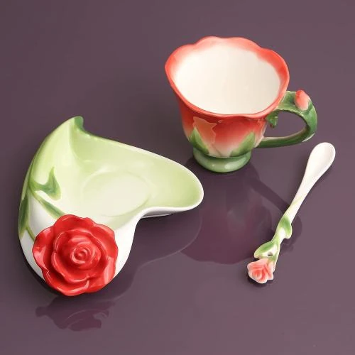 Zoom sur Beddinginn Tasse à Café Porcelaine Rose, 3 Pièces