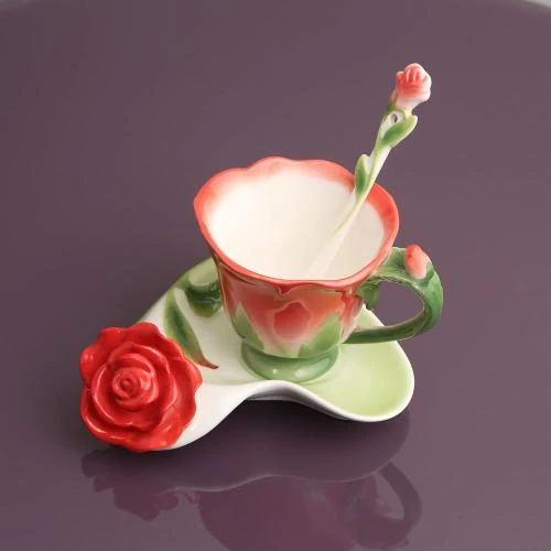 Détail de Beddinginn Tasse à Café Porcelaine Rose, 3 Pièces