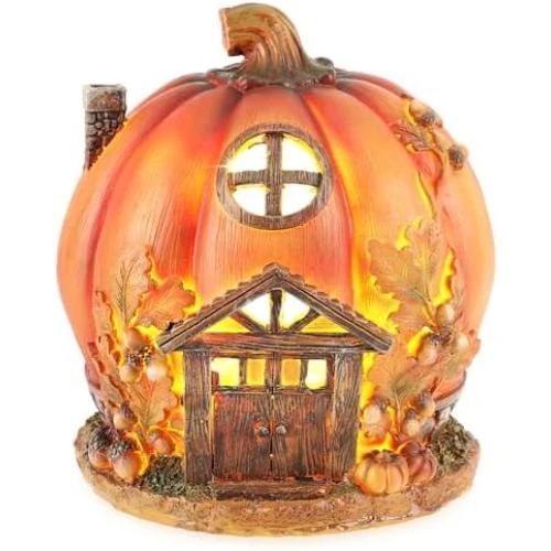 Maison Citrouille Plastique, Éclairage LED, Décoration Halloween - Vue principale