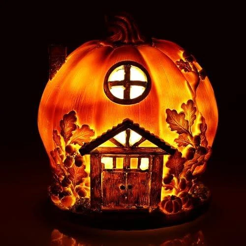 Détail de Maison Citrouille Plastique, Éclairage LED, Décoration Halloween