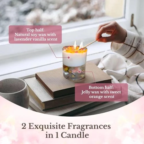 Zoom sur Bougie parfumée lavande, vanille, fleur d'oranger, pierre rose