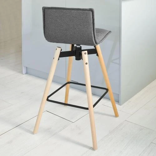 Zoom sur SoBuy Tabouret Bar Rotatif 360°, Dossier, Repose-Pieds