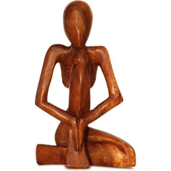 Sculpture abstraite bois homme prière G6 Collection