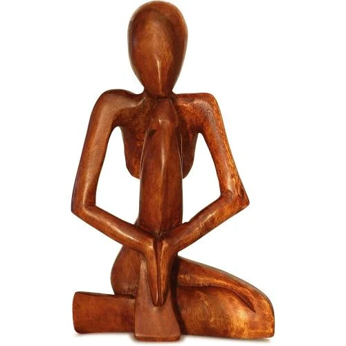 Sculpture abstraite bois homme prière G6 Collection - Vue principale