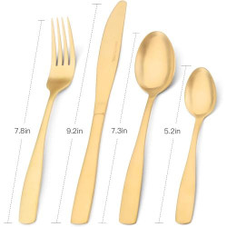 Bettlife, Couverts 16 pièces Acier Inoxydable Or Mat en situation