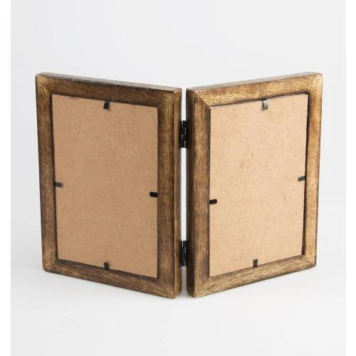Détail de Cadre Photo Double Bois Marron Foncé, Sass 