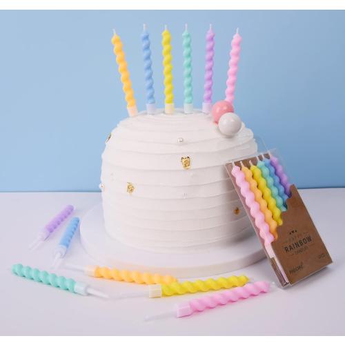 Présentation de Zoom sur Bougies d'anniversaire spirales arc-en-ciel PHD CAKE