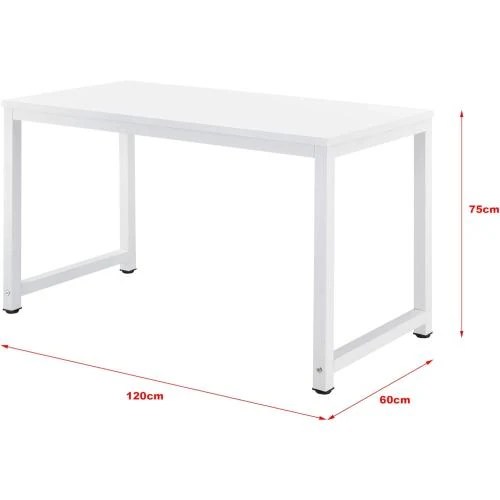 Zoom sur Bureau Réglable Blanc, Poste de Travail, Acier, Mélamine