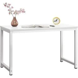 Bureau Réglable Blanc, Poste de Travail, Acier, Mélamine