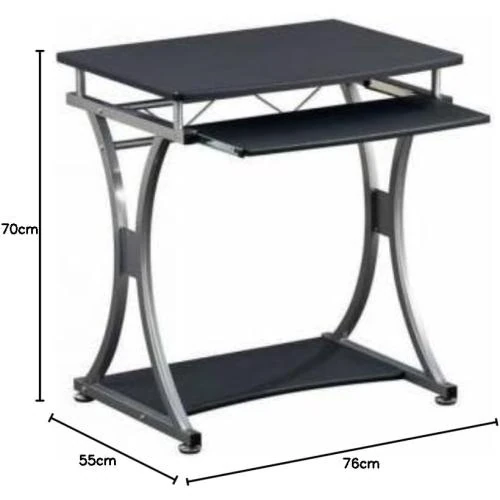 Zoom sur Bureau Compact Techly, Tiroir Amovible, Noir Graphite