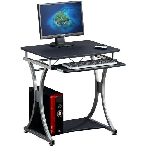 Bureau Compact Techly, Tiroir Amovible, Noir Graphite - Vue principale