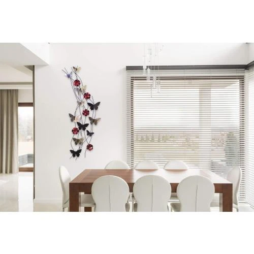 Détail de KunstLoft Sculpture Murale Métal Papillon Fleurs Filigrane