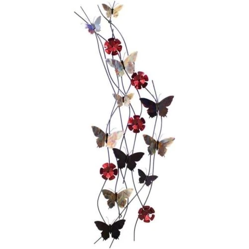 KunstLoft Sculpture Murale Métal Papillon Fleurs Filigrane - Vue principale