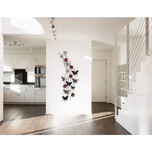 Zoom sur KunstLoft Sculpture Murale Métal Papillon Fleurs Filigrane