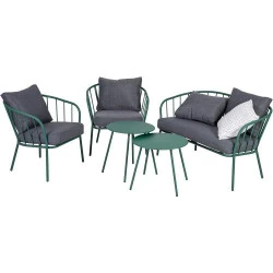 Mobilier Jardin Greemotion Nice, 4 Personnes, Acier, Vert Gris