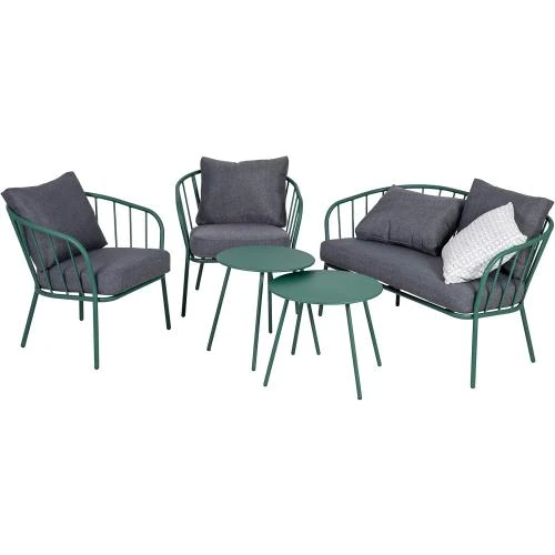 Mobilier Jardin Greemotion Nice, 4 Personnes, Acier, Vert Gris - Vue principale