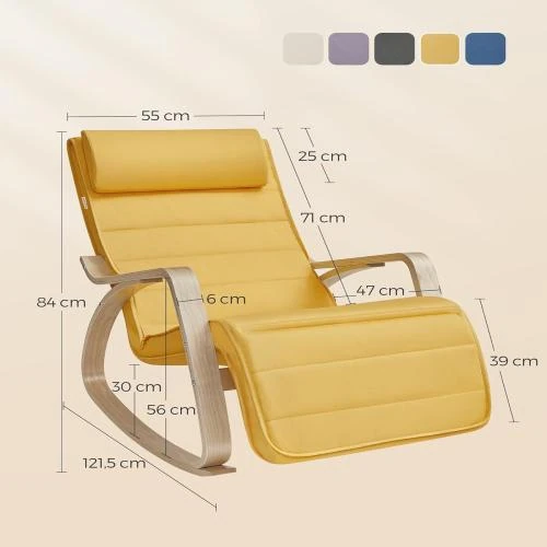 Détail de Fauteuil à Bascule SONGMICS en Bois de Bouleau, Confort Optimal