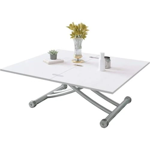 Table Basse Réglable BELIWIN, Blanche, Pliant, Métal - Vue principale