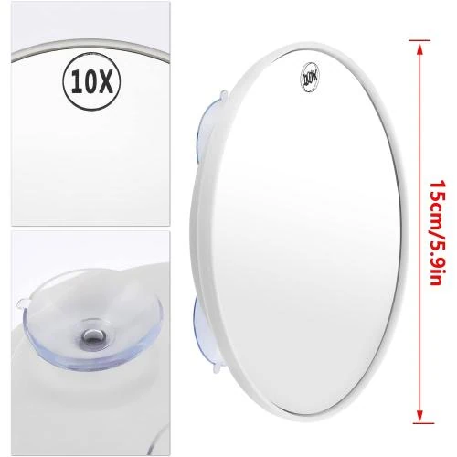Détail de Miroir Maquillage Rayong 10x, Ventouses, Salle de Bain